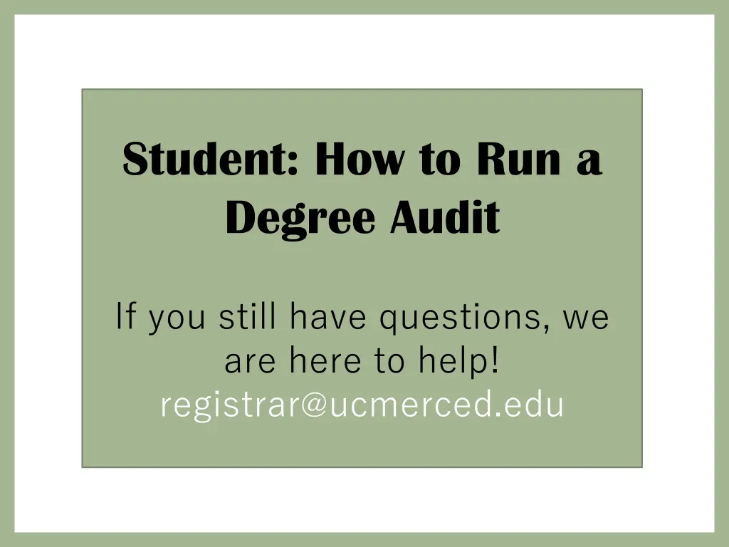 student how to run a degree audit