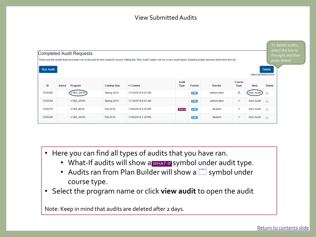 view submitted audits 2