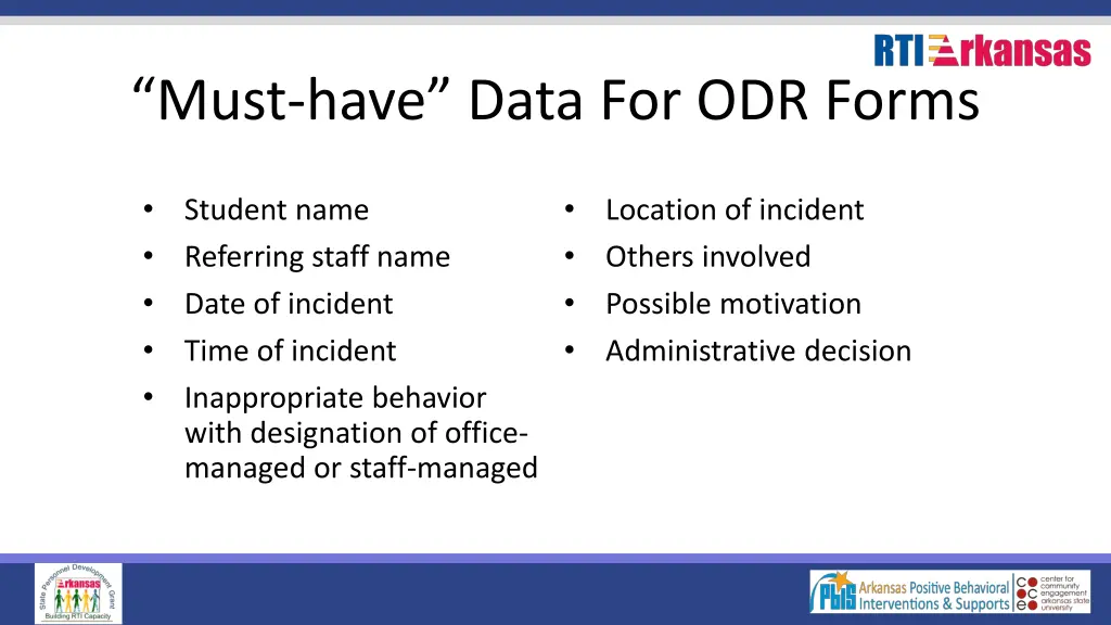 must have data for odr forms