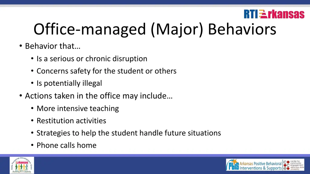 office managed major behaviors behavior that