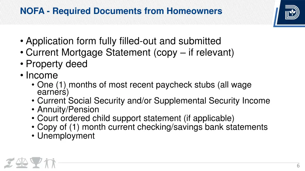 nofa required documents from homeowners