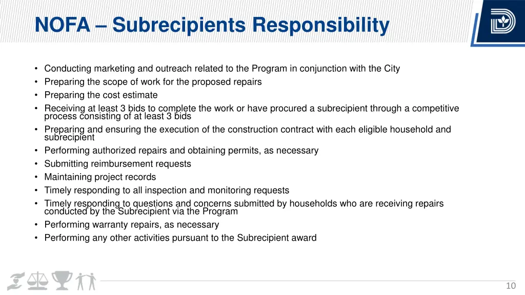 nofa subrecipients responsibility