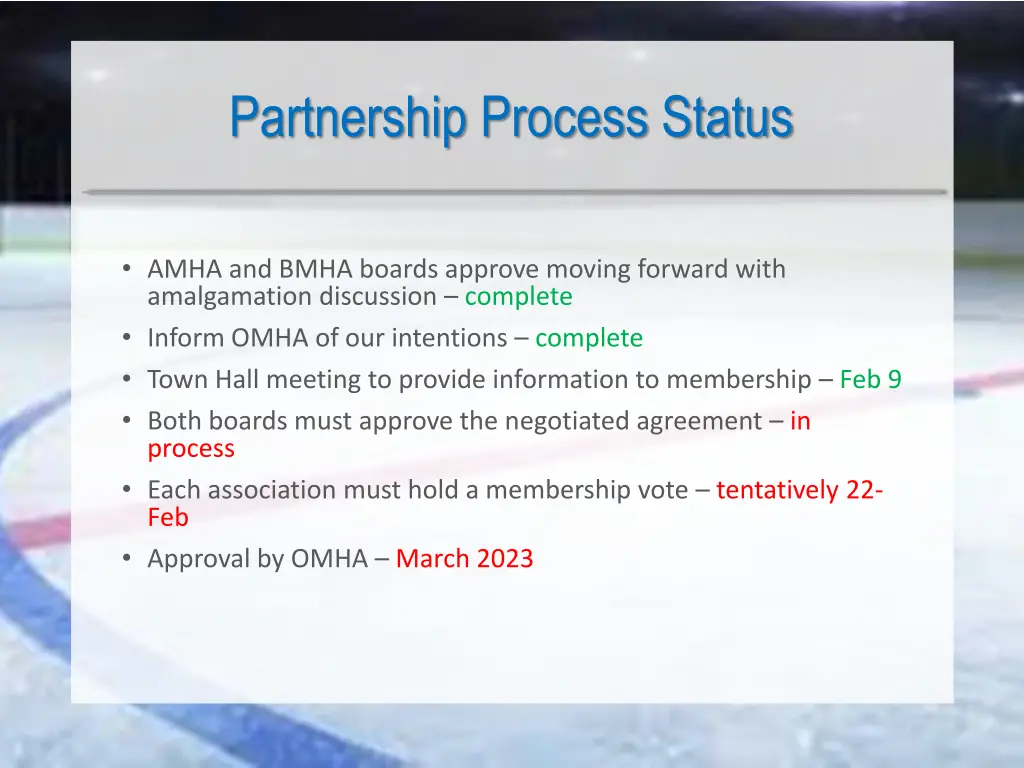 partnership process status