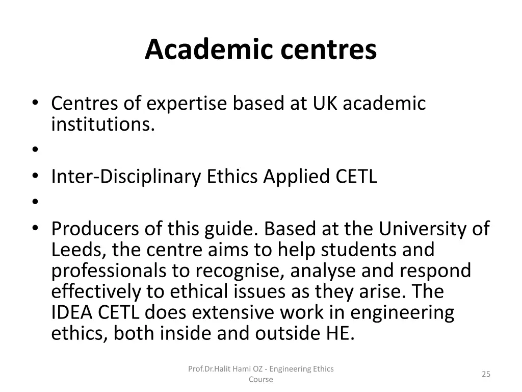 academic centres