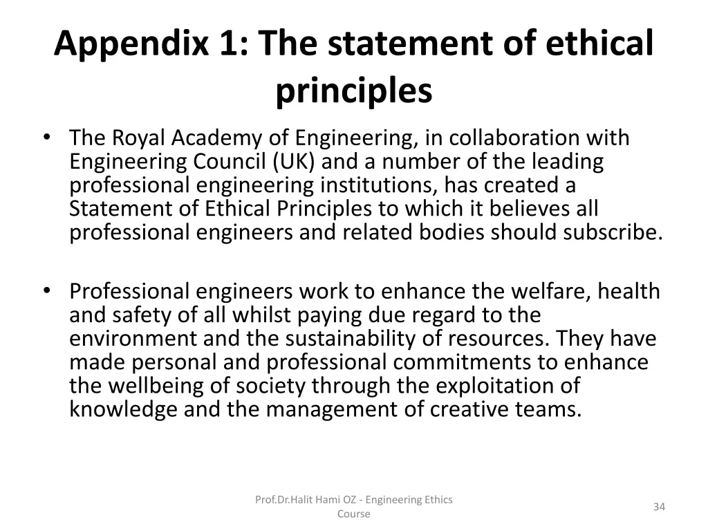 appendix 1 the statement of ethical principles