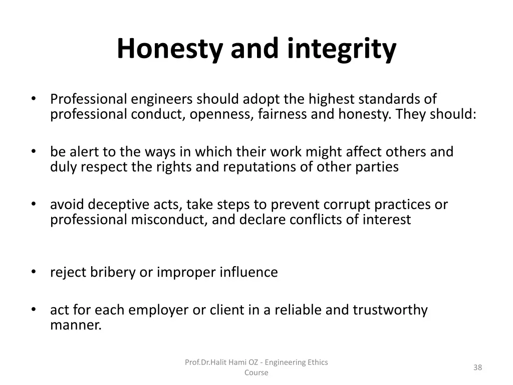 honesty and integrity