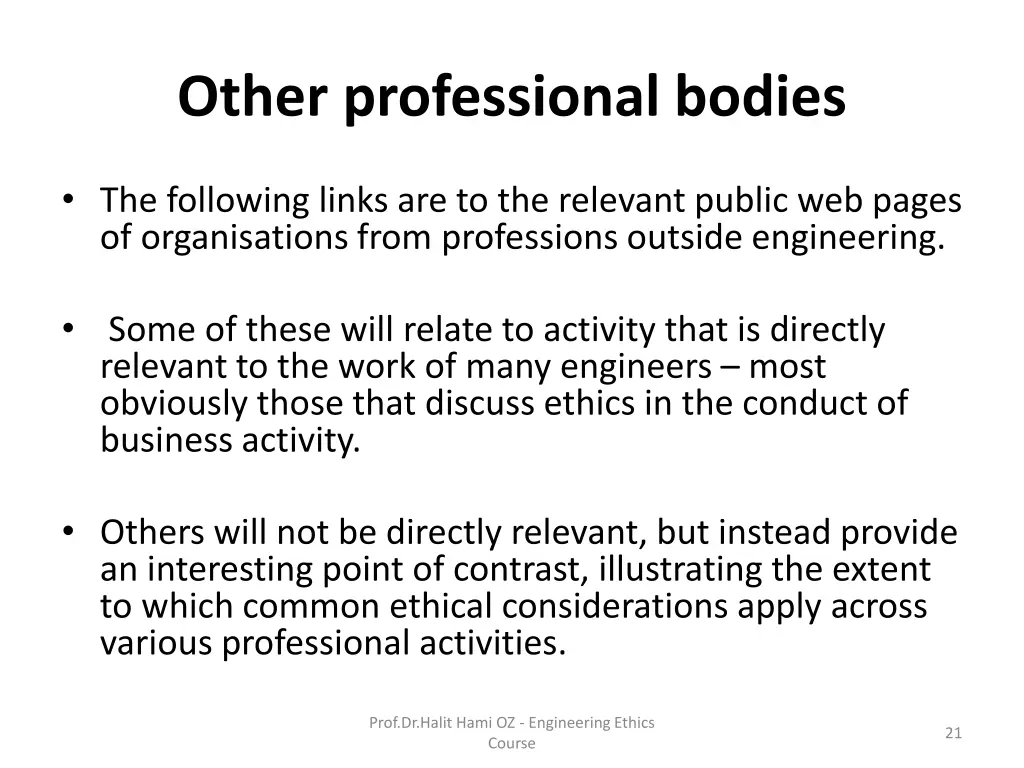 other professional bodies