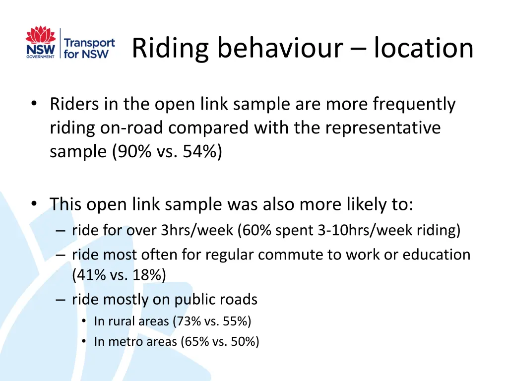 riding behaviour location