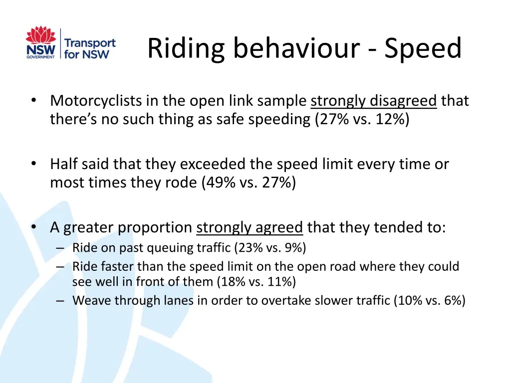 riding behaviour speed