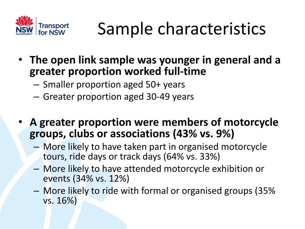 sample characteristics