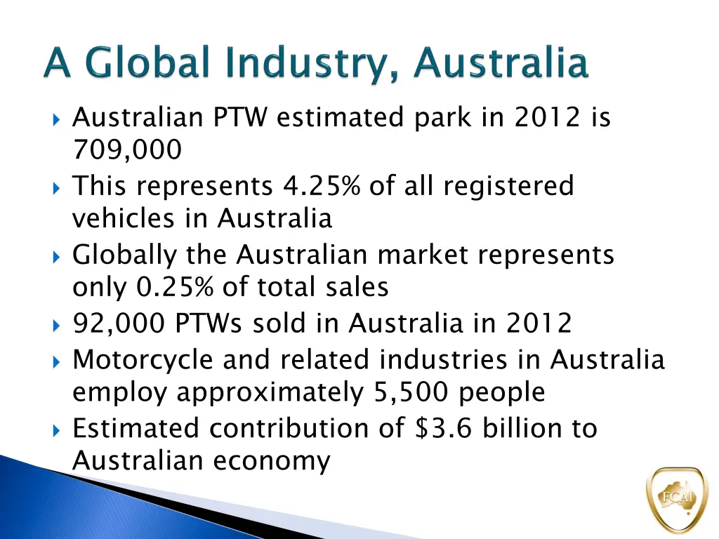 australian ptw estimated park in 2012