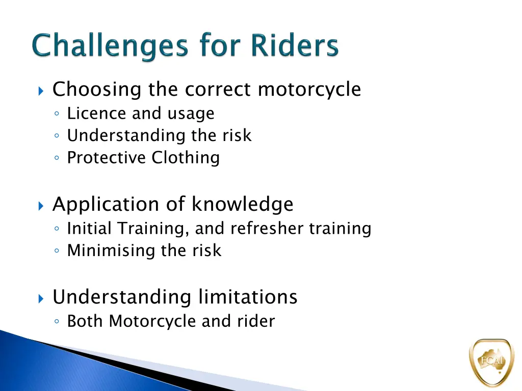 choosing the correct motorcycle licence and usage