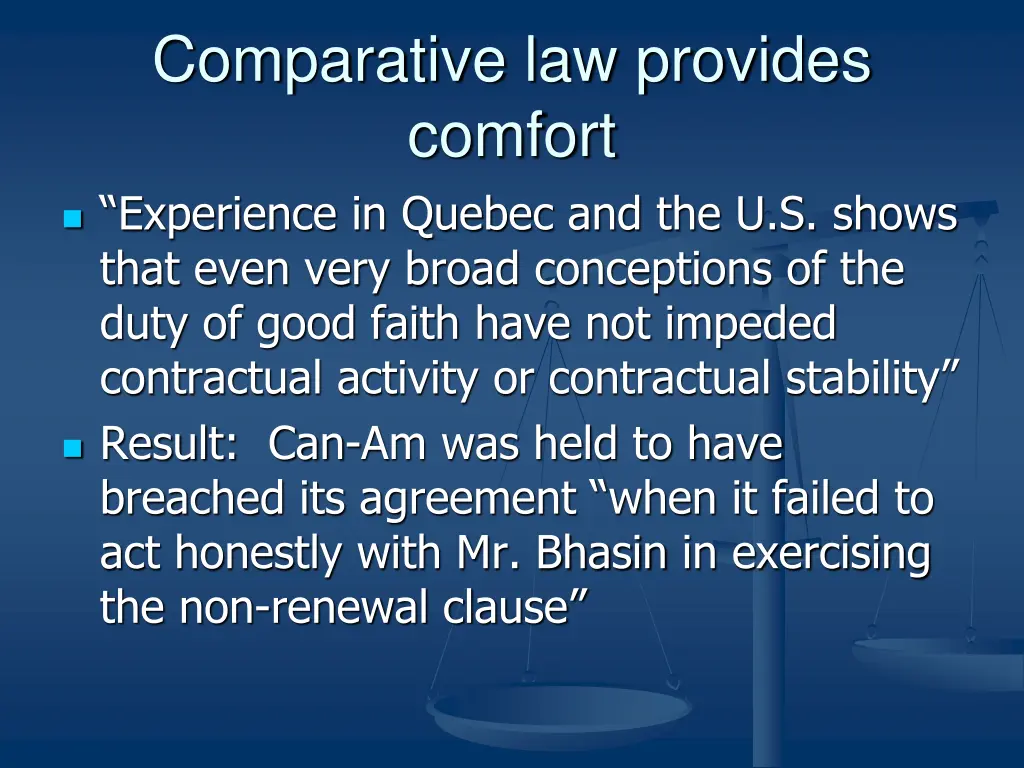 comparative law provides comfort experience