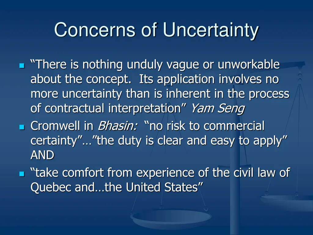 concerns of uncertainty