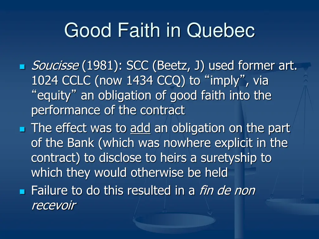 good faith in quebec