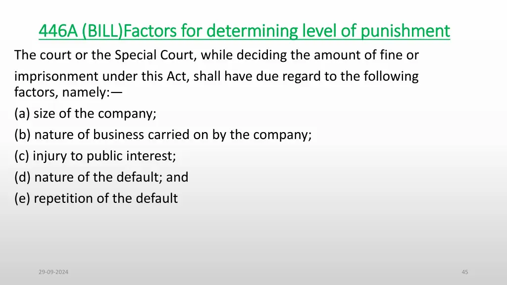 446a bill factors for determining level