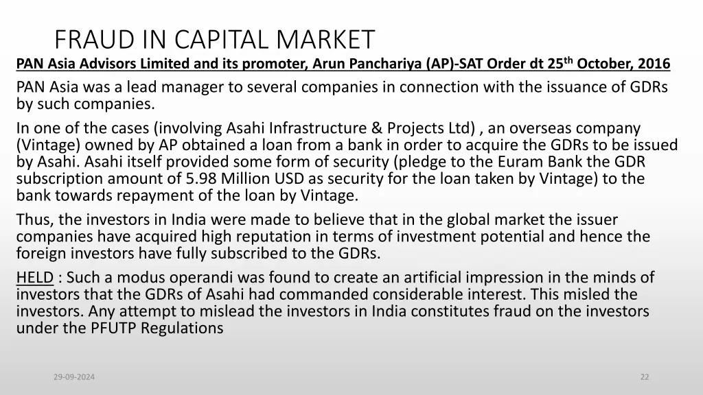 fraud in capital market pan asia advisors limited