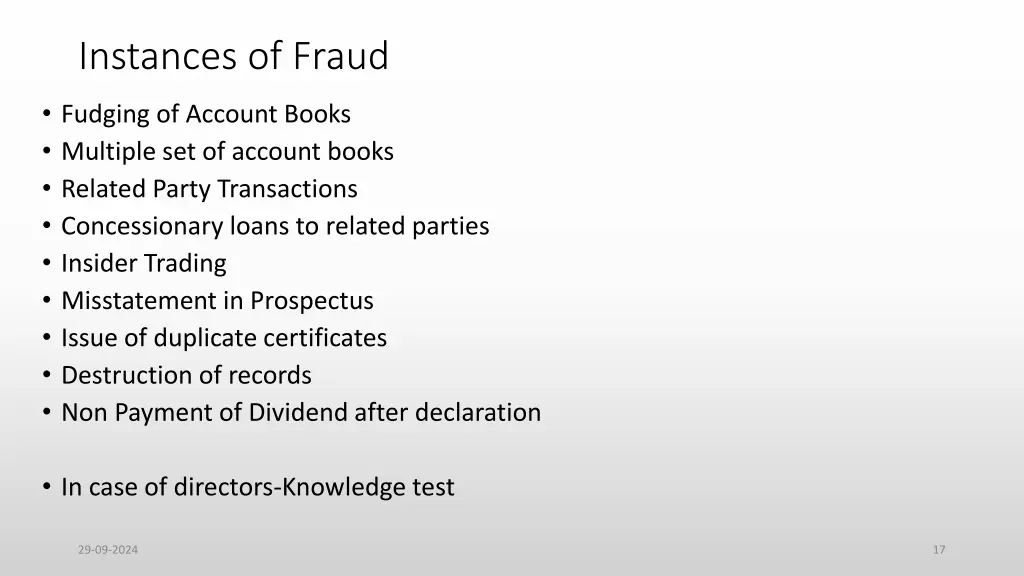 instances of fraud