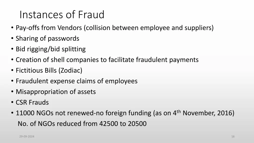 instances of fraud pay offs from vendors