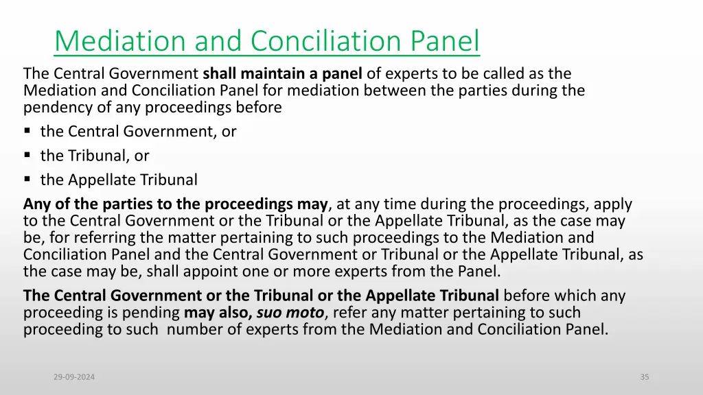 mediation and conciliation panel the central