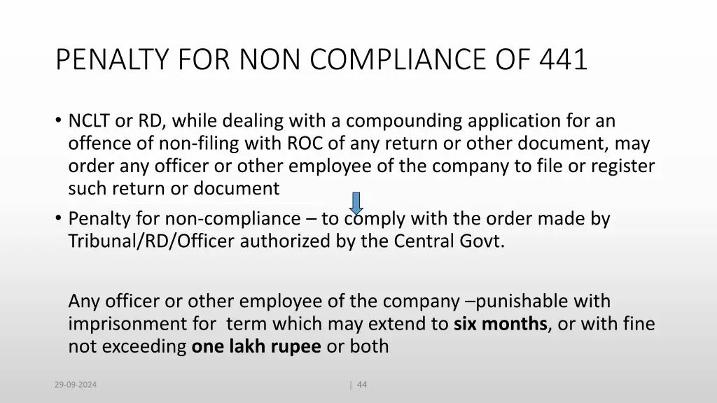 penalty for non compliance of 441