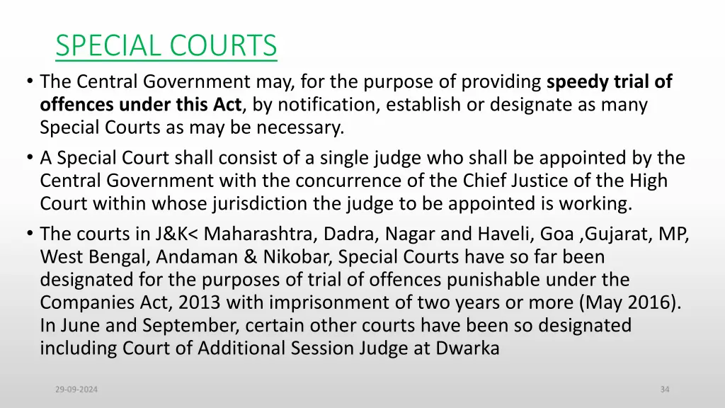 special courts the central government