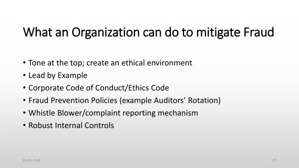 what an organization can do to mitigate fraud