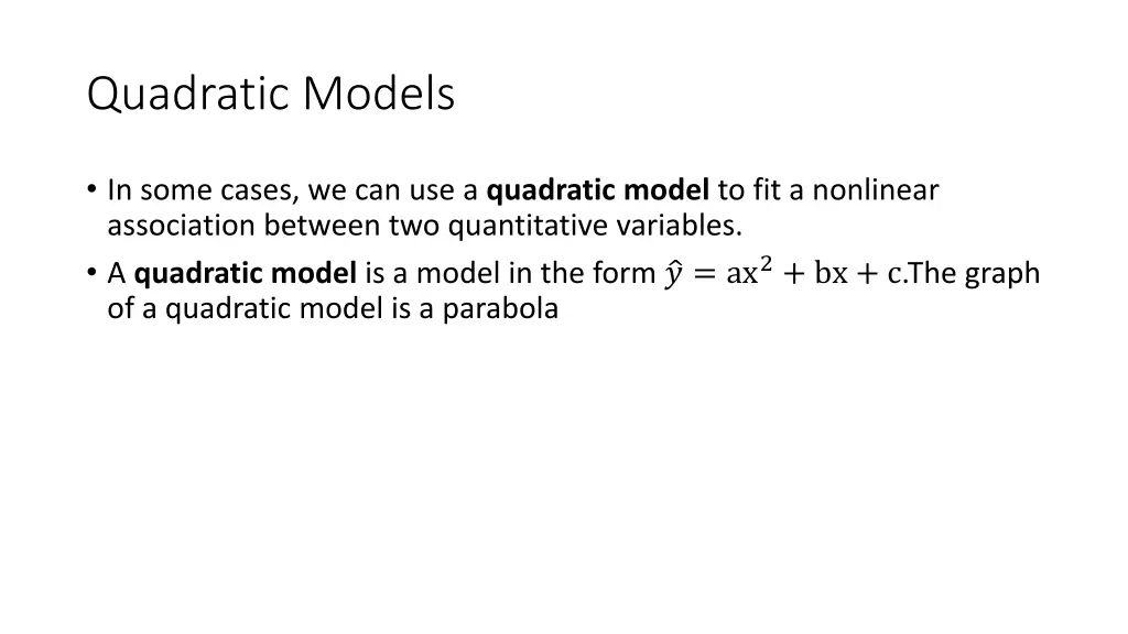 quadratic models