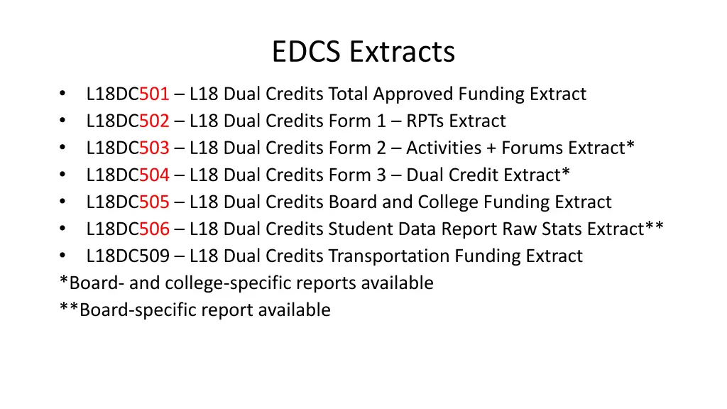 edcs extracts