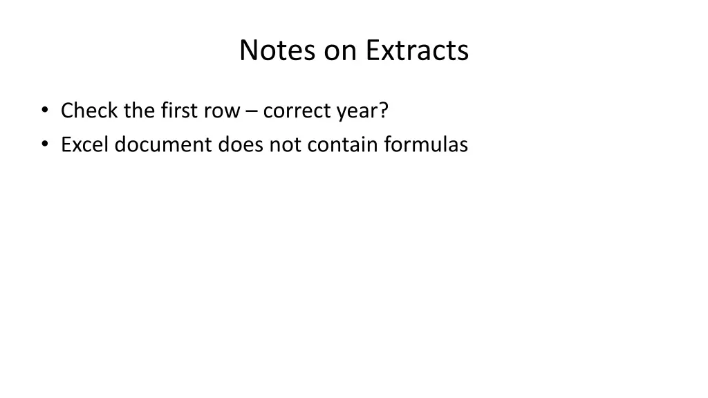 notes on extracts