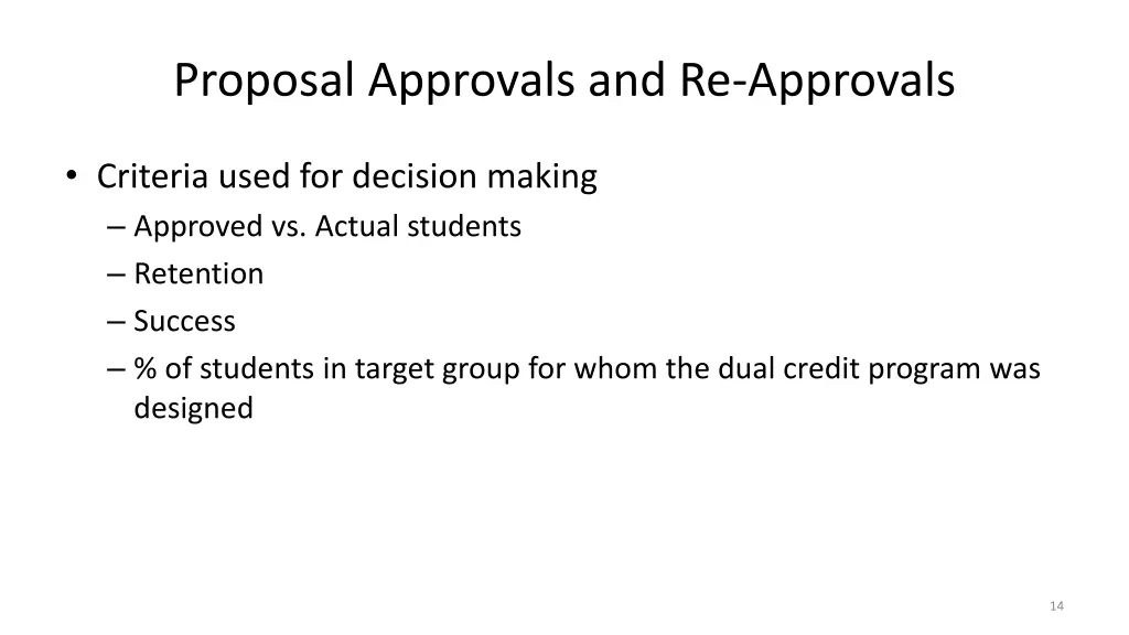 proposal approvals and re approvals