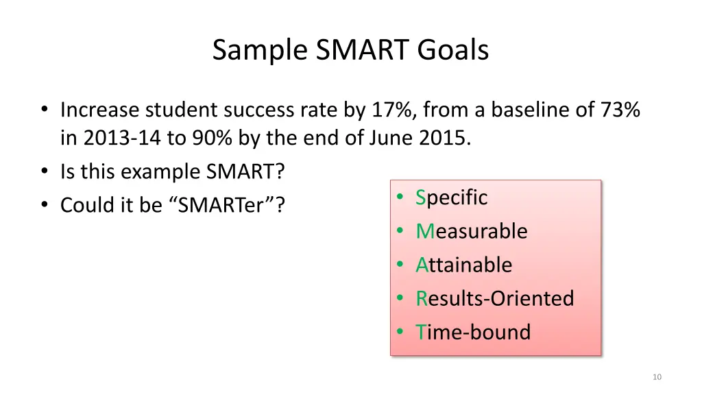 sample smart goals