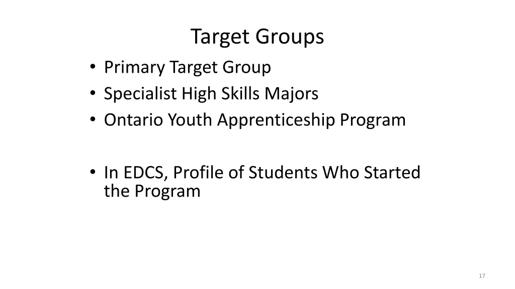 target groups