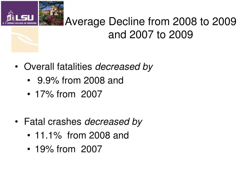 average decline from 2008 to 2009 and 2007 to 2009