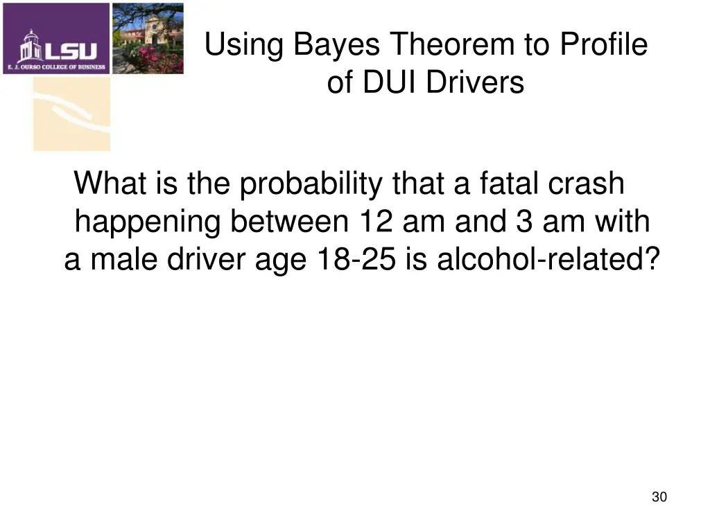 using bayes theorem to profile of dui drivers