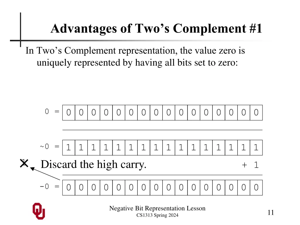 advantages of two s complement 1