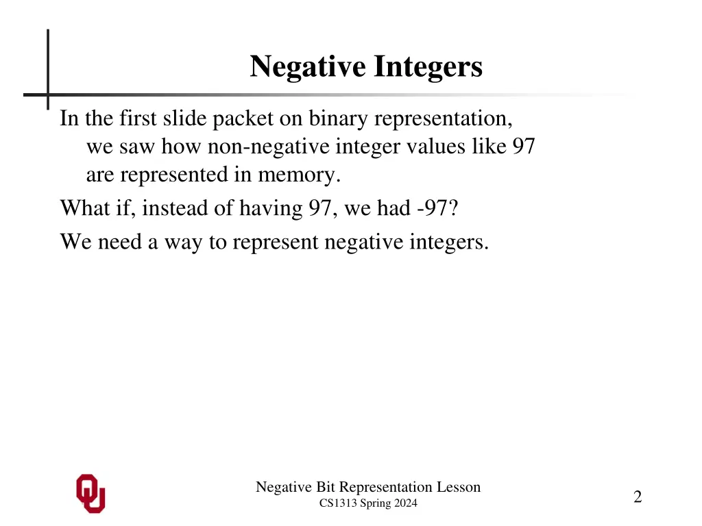 negative integers