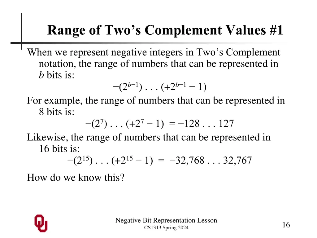 range of two s complement values 1