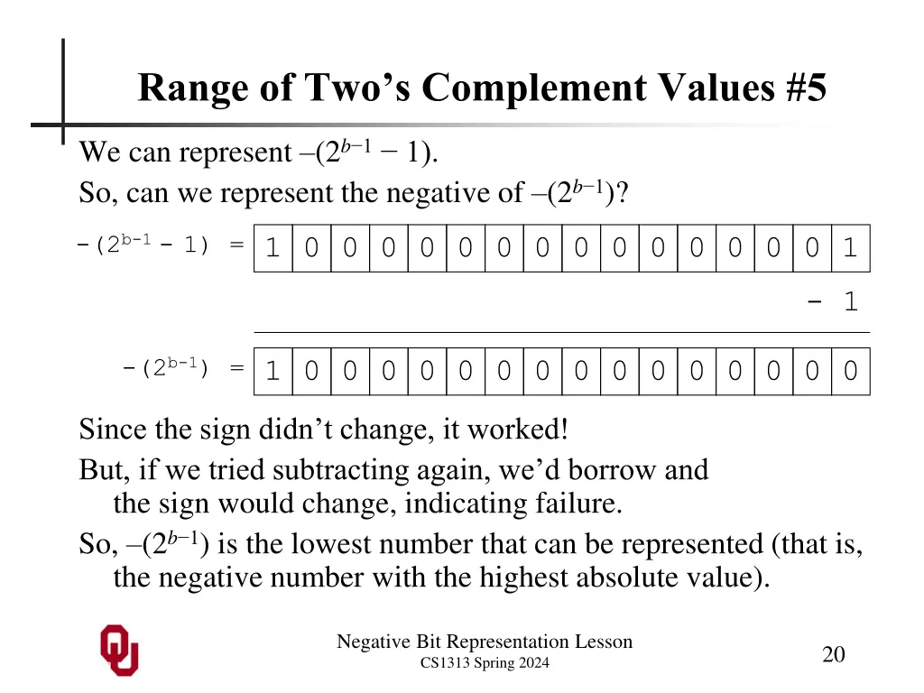 range of two s complement values 5