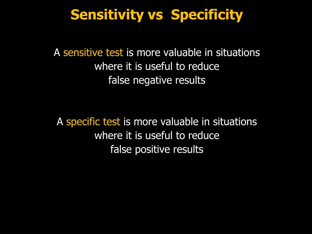 sensitivity vs specificity