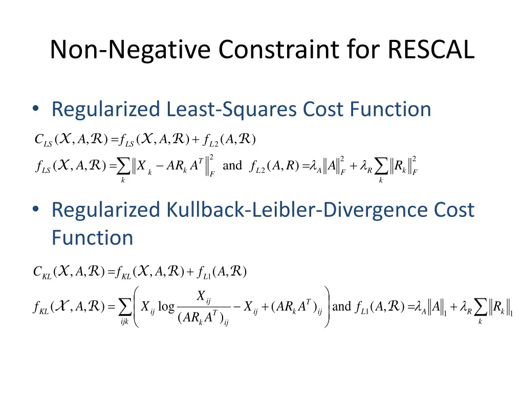 non negative constraint for rescal