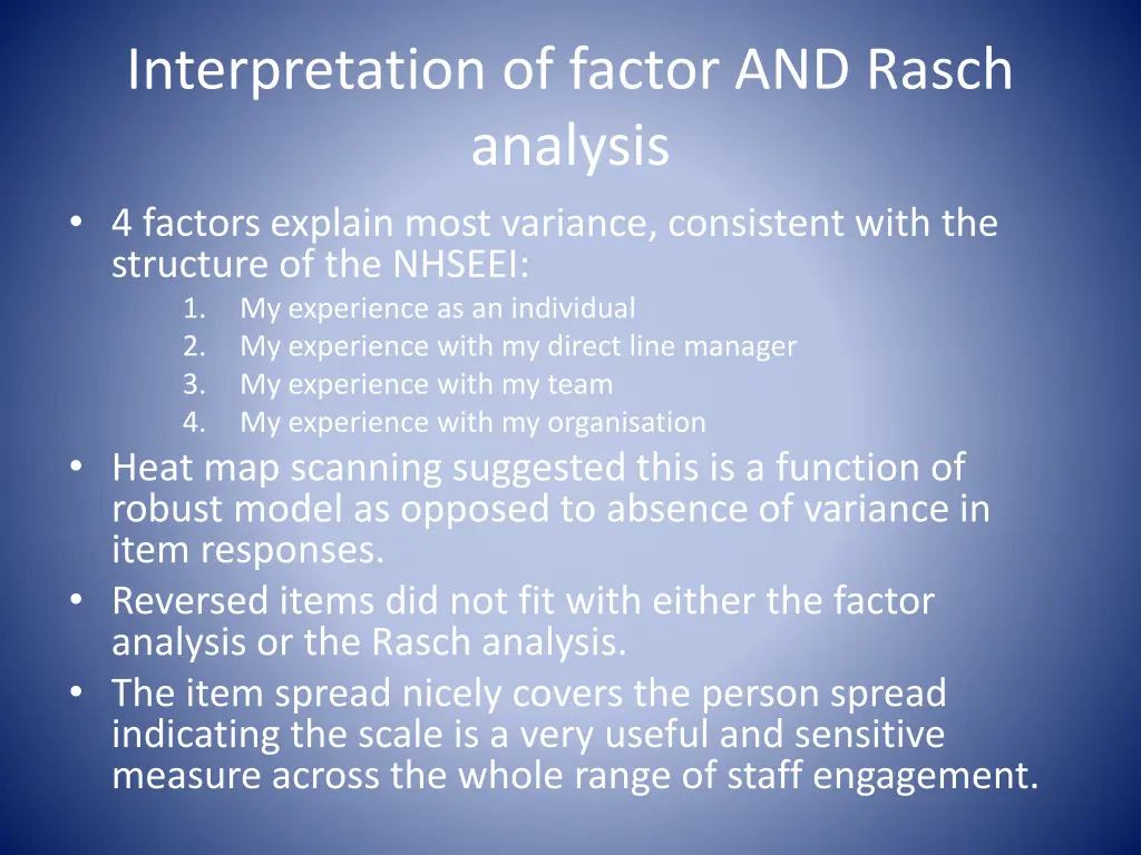 interpretation of factor and rasch analysis