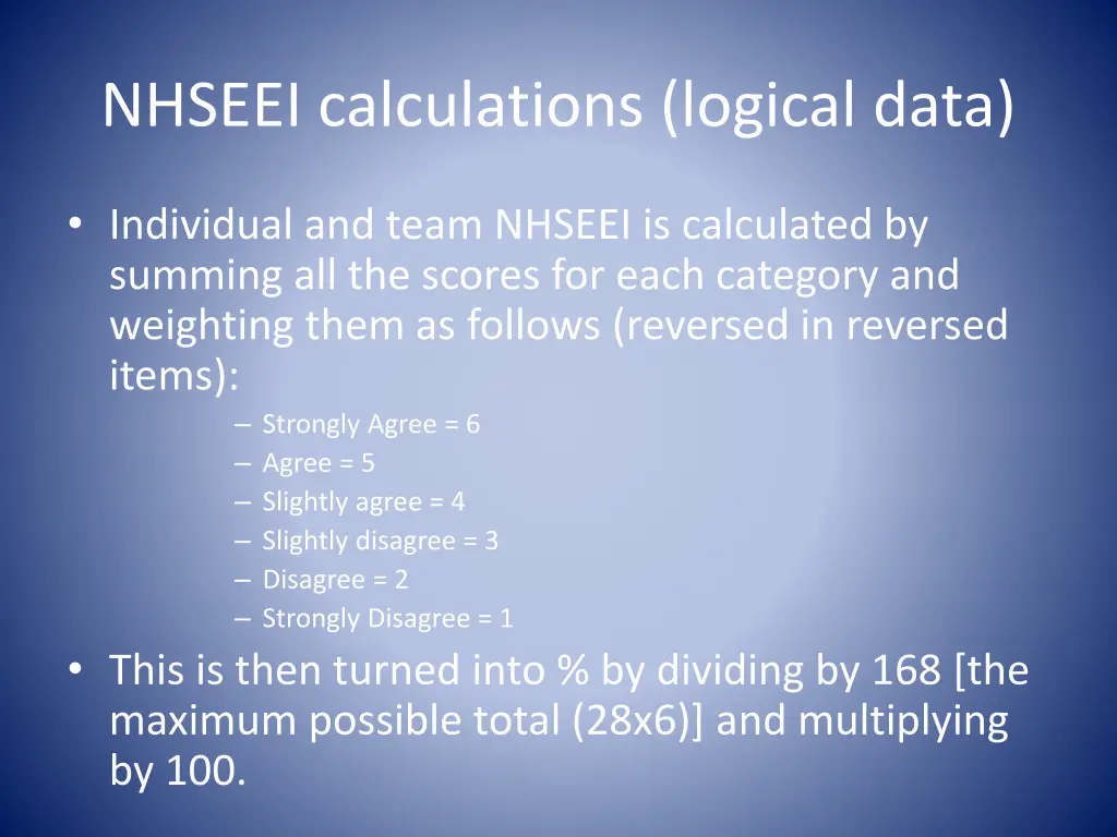 nhseei calculations logical data