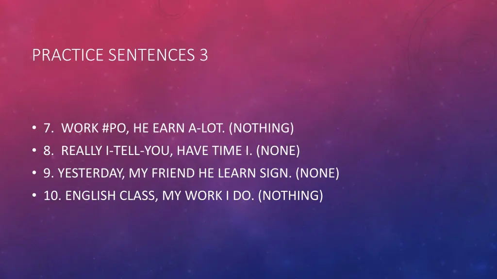 practice sentences 3