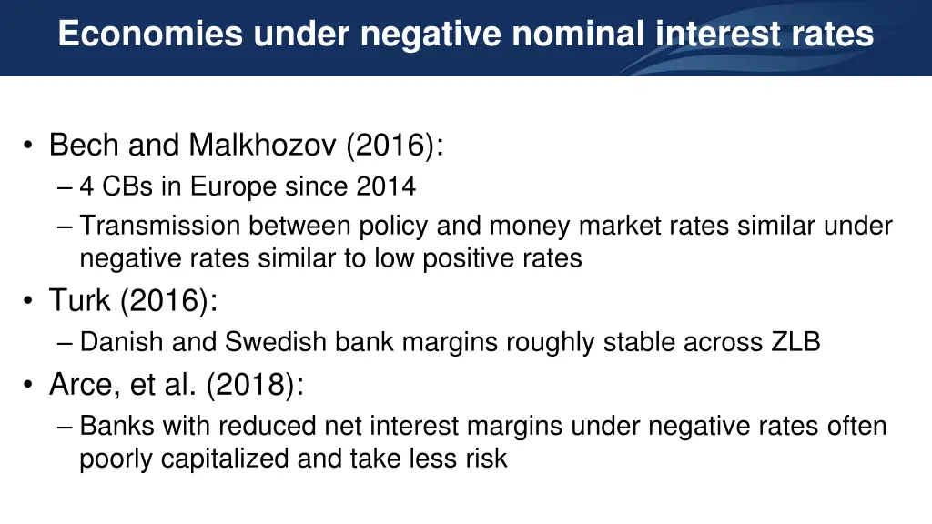 economies under negative nominal interest rates