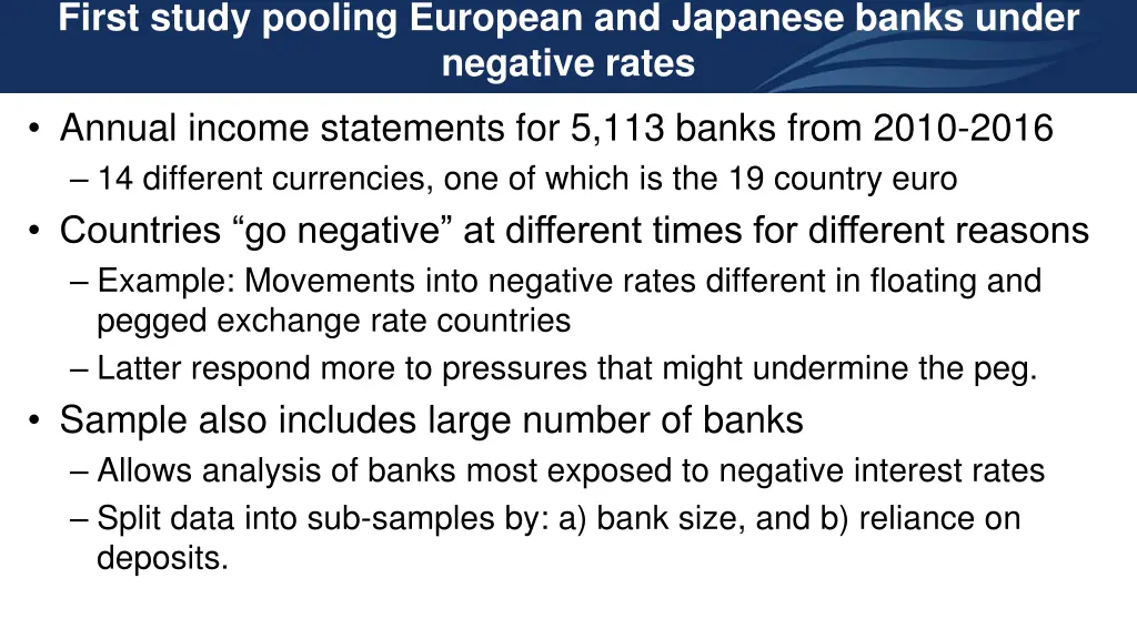 first study pooling european and japanese banks