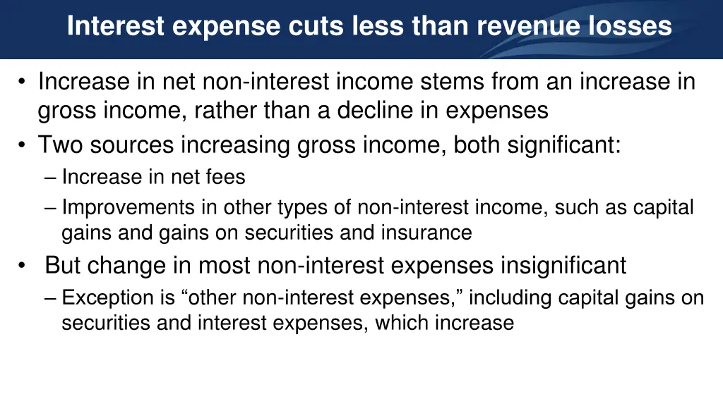 interest expense cuts less than revenue losses 1