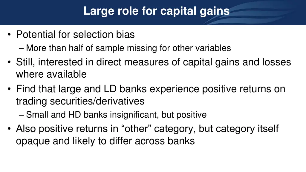 large role for capital gains