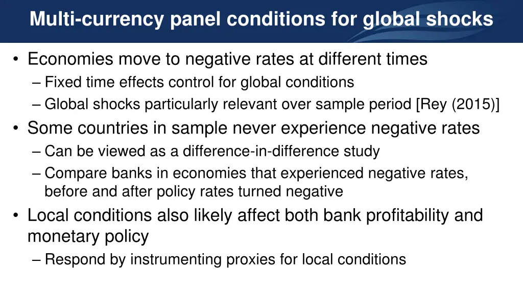 multi currency panel conditions for global shocks