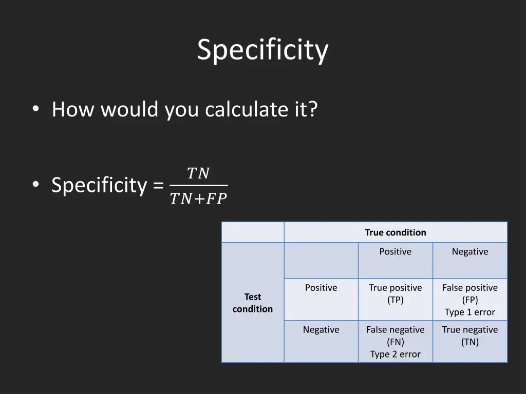 specificity 1